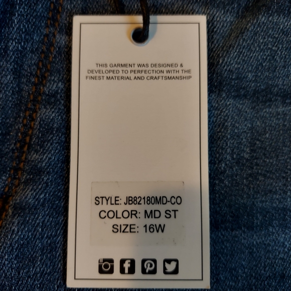 NWT Judy Blue Mid Rise Slim Fit 16W - Picture 7 of 9